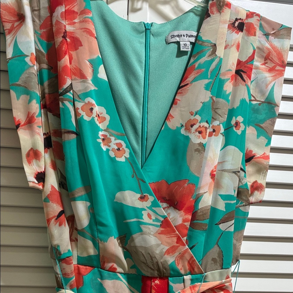 Shelby & Palmer Teal and Coral Floral Dress Sz10